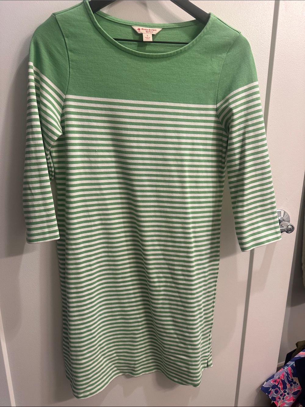 Brooks brothers  Green and White Striped Midi Dress